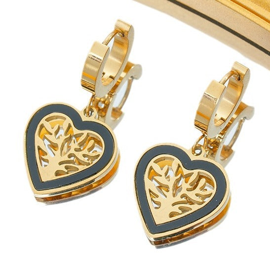 Wholesale Tree of Life Retro Fashion Earrings Titanium Steel Jewelry Accessory