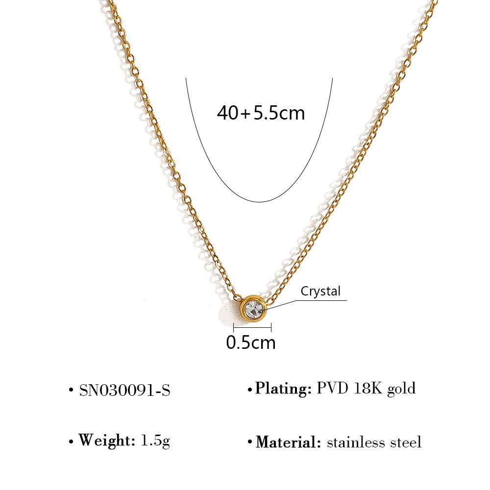 Wholesale Titanium Steel Colorful Zircon Necklace  Round Pendant Jewelry