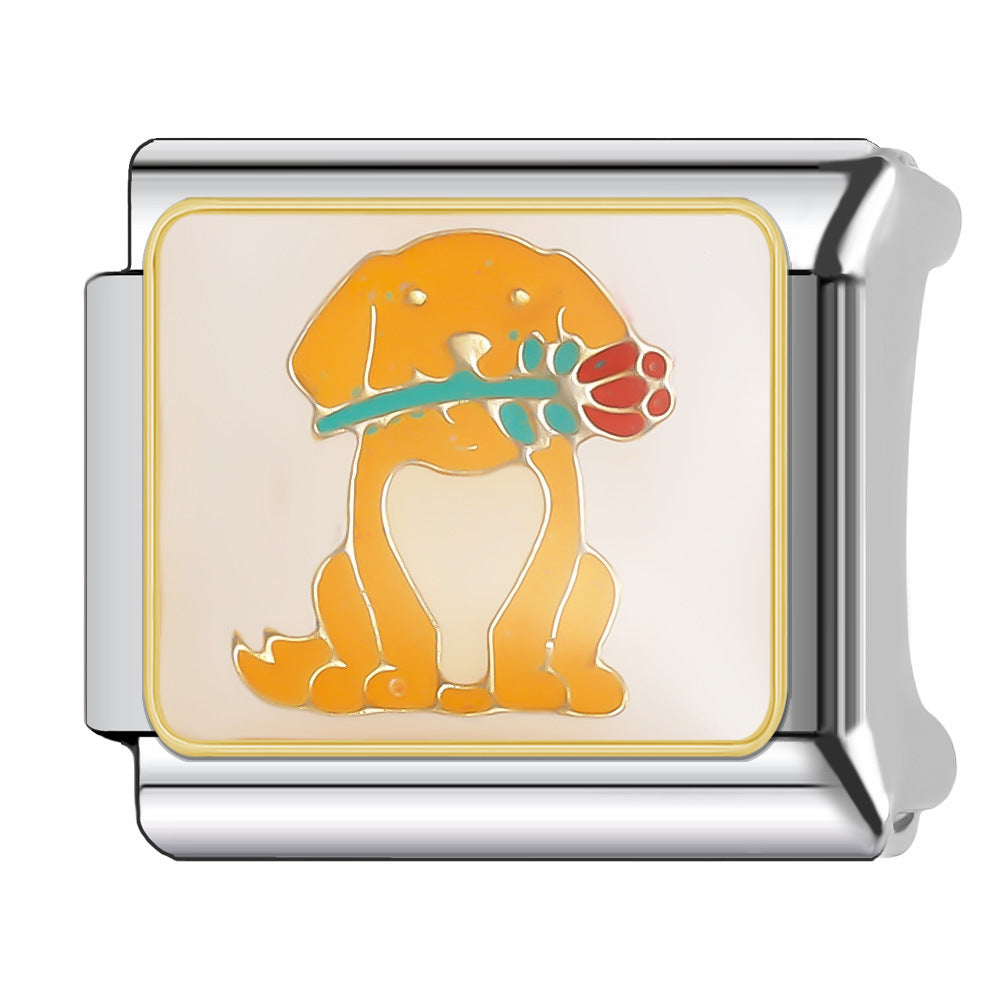 Wholesale Italian Charm Bracelet 9mm DIY Splicing Cute Animal Series Stainless Steel Composable Bracelet