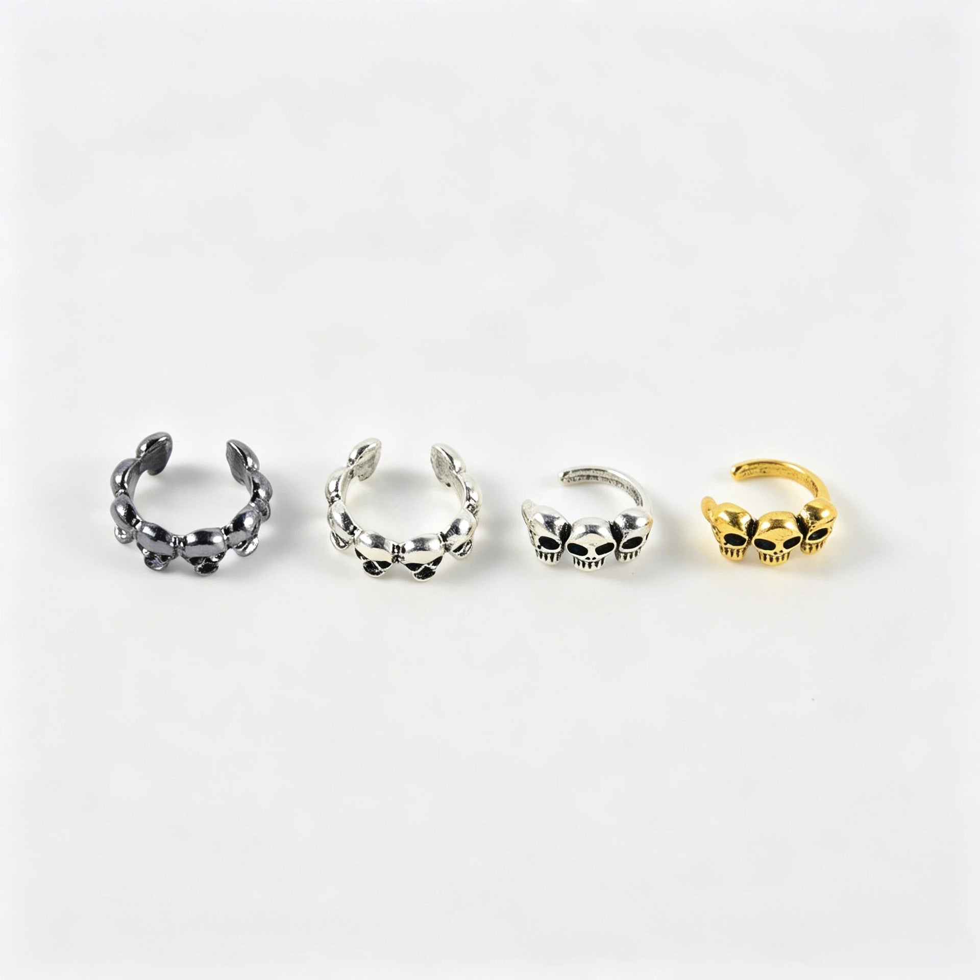 Wholesale  Skull Clip On Earrings Retro Silver No Piercing Ghost Earrings For Women Party Jewelry Accessory