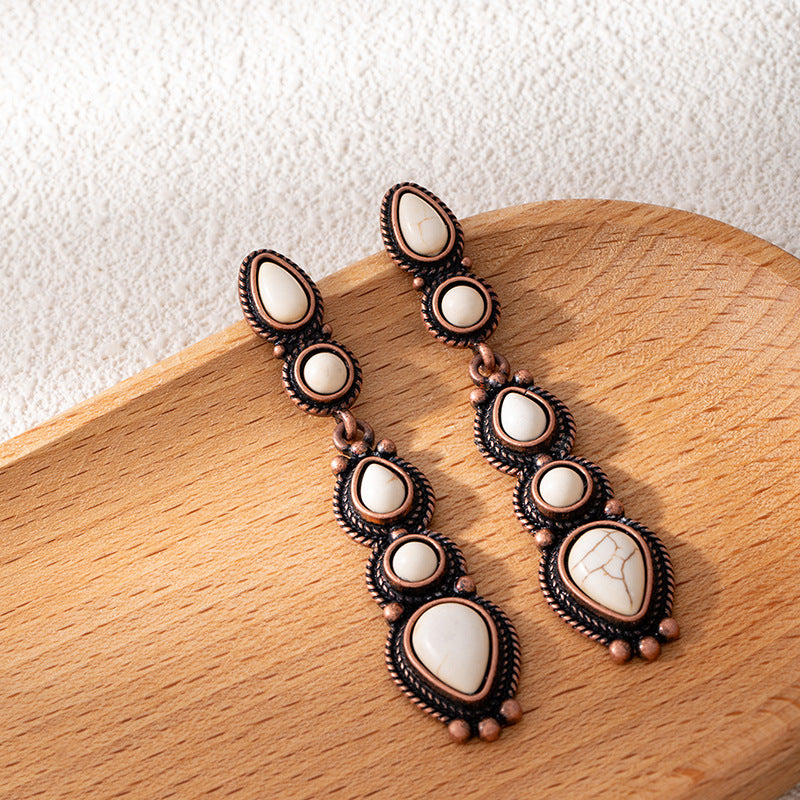 Wholesale Vintage-Style Long Teardrop Earrings — Bold,  Distinctive,  and Bohemian-Inspired Turquoise Dangles