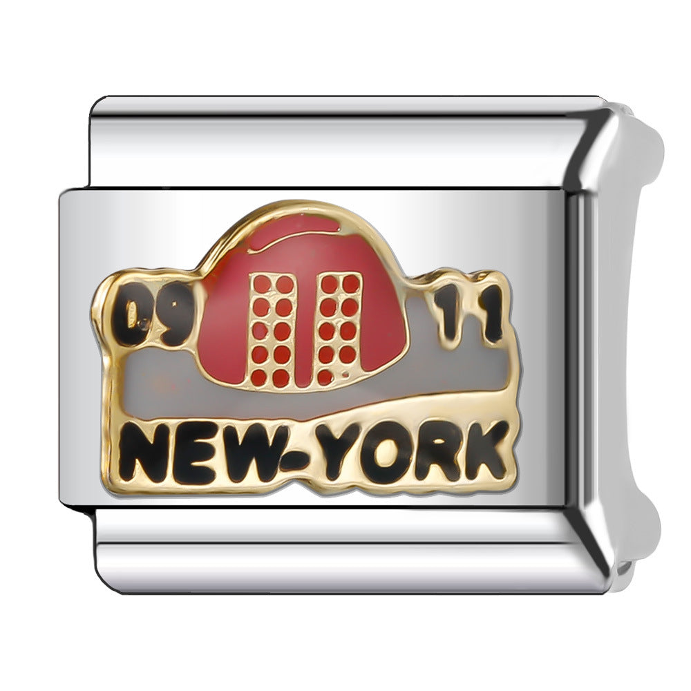 Wholesale Italian Charm Bracelet 9mm DIY Splicing Creative Pattern Stainless Steel Composable Bracelet