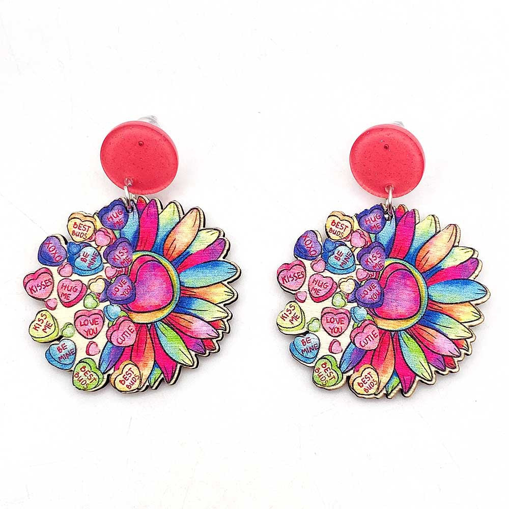 Wholesale  Valentine's Day earrings cute cat leopard cactus wooden earrings