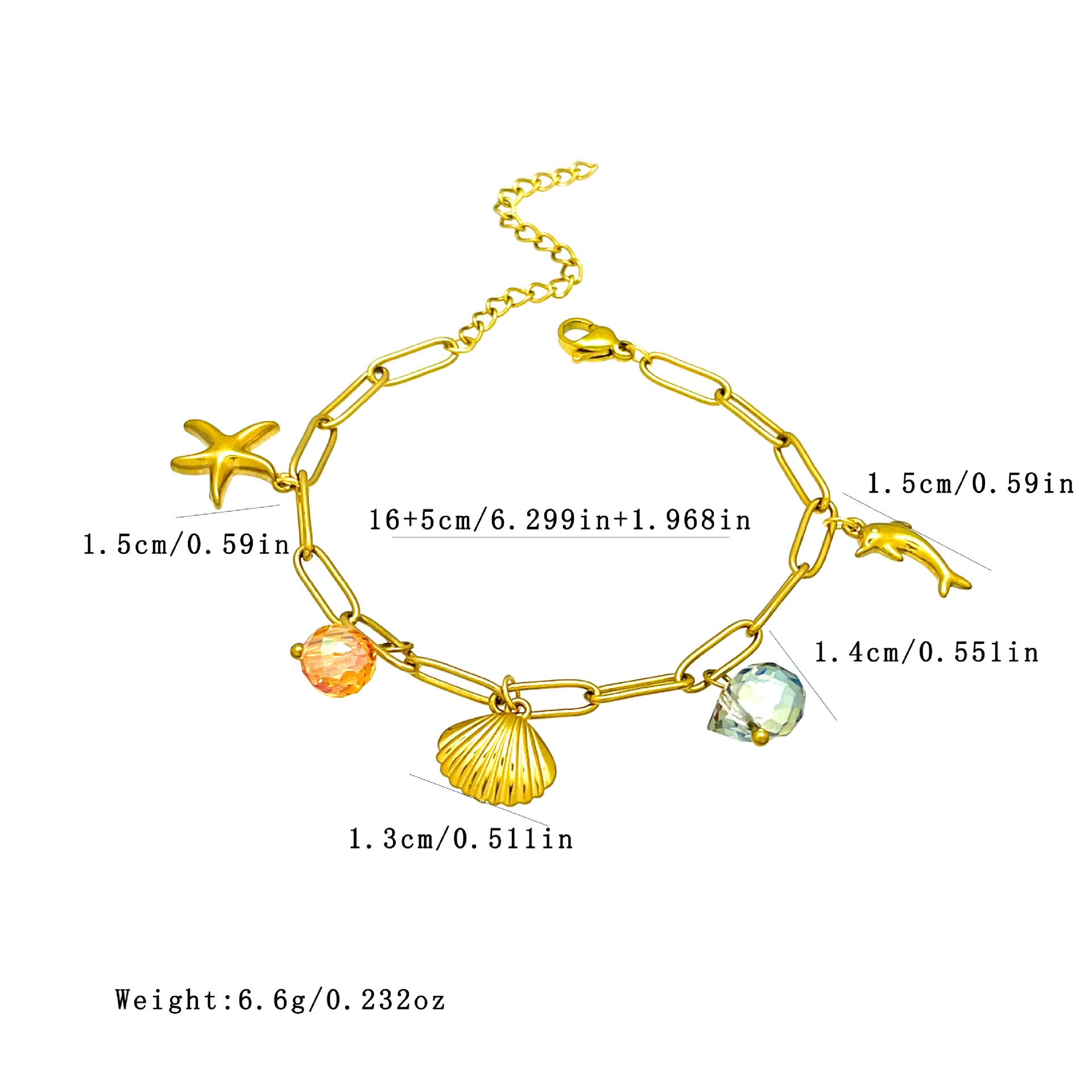 Wholesale elegant minimalist resort style  ocean series stainless steel bracelet