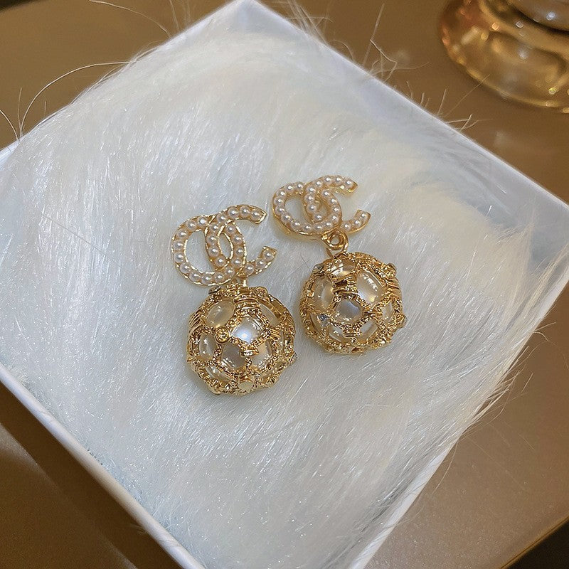 Wholesale Gold Plated Silver Needle Zircon Letter Earrings ACC-ES-BY002