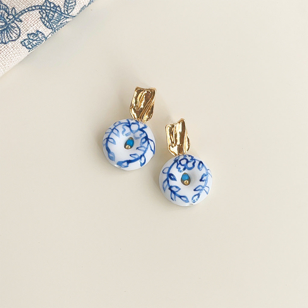 Wholesale Blue and white porcelain series earrings