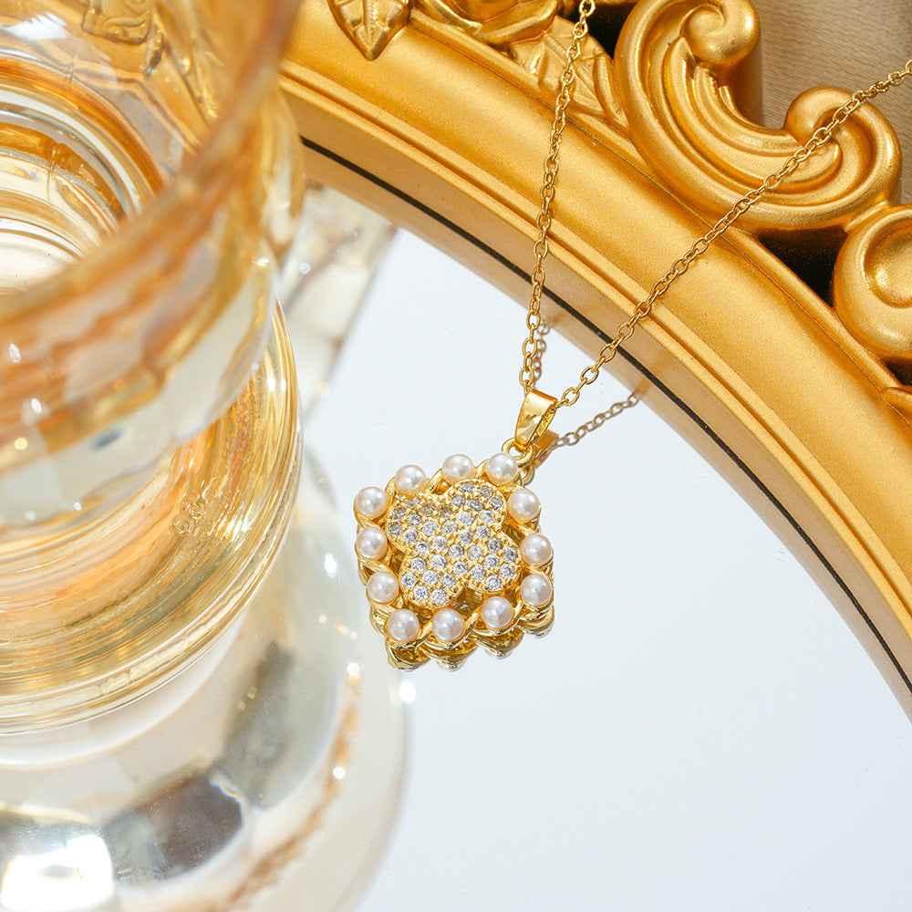 Wholesale Geometric Four-Leaf Clover Earring and Necklace Set - Fashion Jewelry Accessory Gift for Women