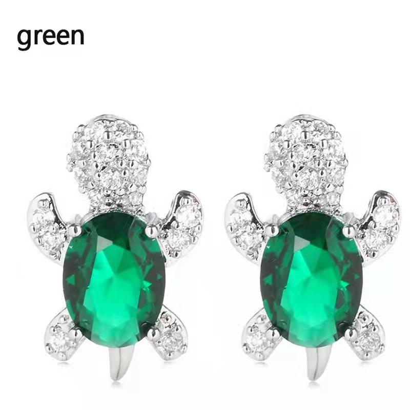 Wholesale Cartoon Colored Diamond Gemstone Turtle Alloy Earrings ACC-ES-JYS001