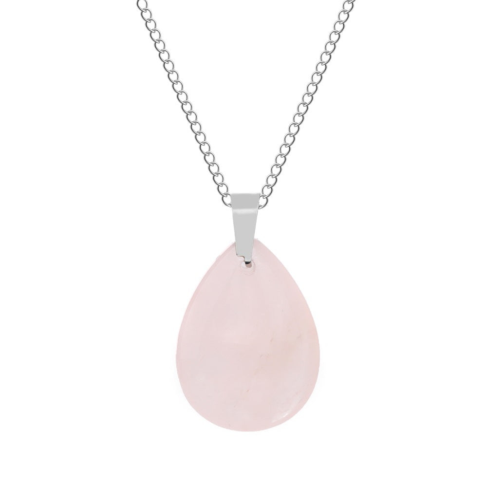 Wholesale Natural Crystal Pendant Necklace Stainless Steel O-Chain with Lobster Clasp Boutique Jewelry Accessory