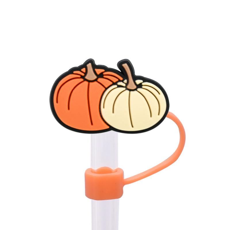 Wholesale Random 100pcs Autumn Series PVC Soft Straw Tube Cap