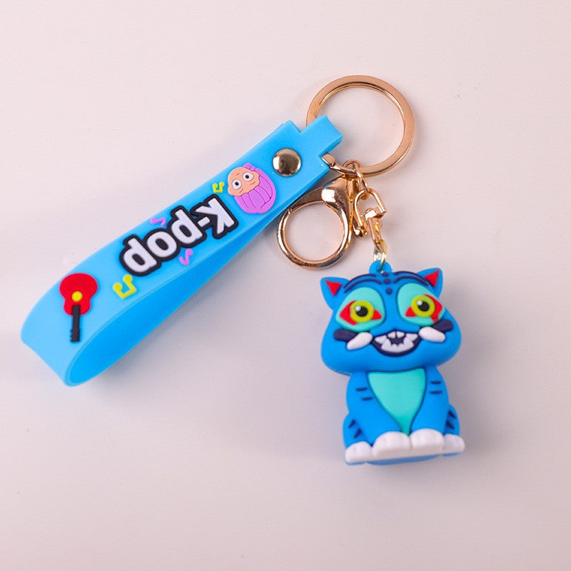 Wholesale PVC soft glue witch hunting girl group surrounding key chain