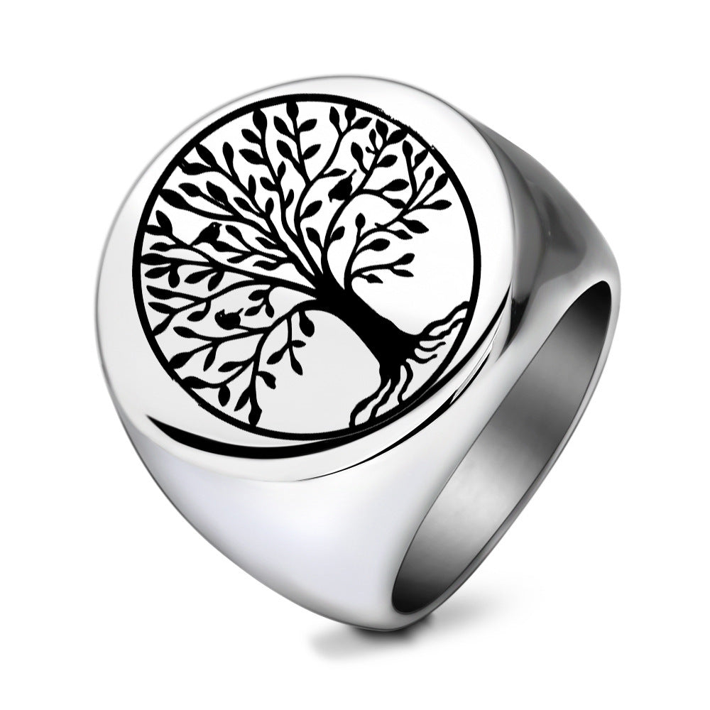Wholesale  Rock Retro Tree of Life Titanium Steel Ring