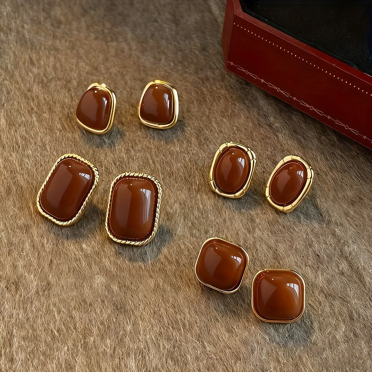 Wholesale Zinc Alloy Geometric Oval Ombre Earrings Set 3 Pairs For Women Autumn Winter Jewelry Accessory