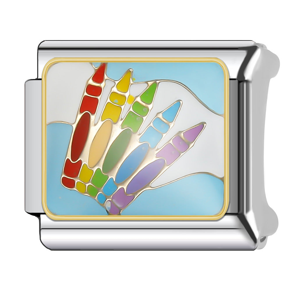 Wholesale Italian Charm Bracelet 9mm DIY Splicing Tutorial Student Series Stainless Steel Composable Bracelet