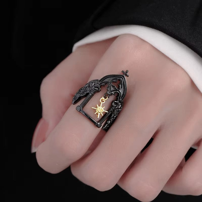 Wholesale  Antique Castle Ring  Retro High-grade Personality Angel Ring