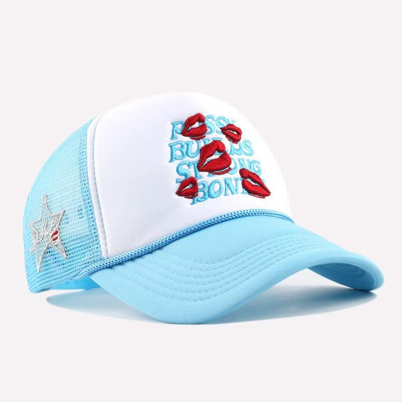 Wholesale Red lip wide-brimmed multi-colored letter baseball cap