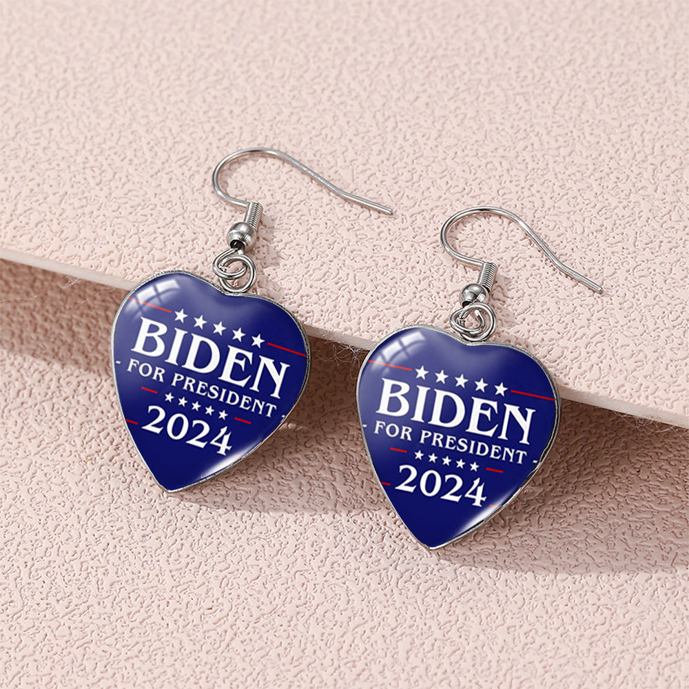 Wholesale Independence Day Stainless Steel Heart Earrings ACC-ES-XiangLian006