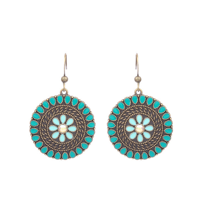 Wholesale Alloy Clear Drip Oil Geometric Bohemian Earrings for Women Fashion Accessory