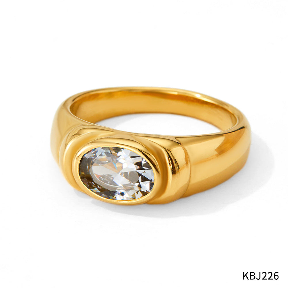 Wholesale  retro style finger ring color vacuum plating stainless steel  color zircon ring