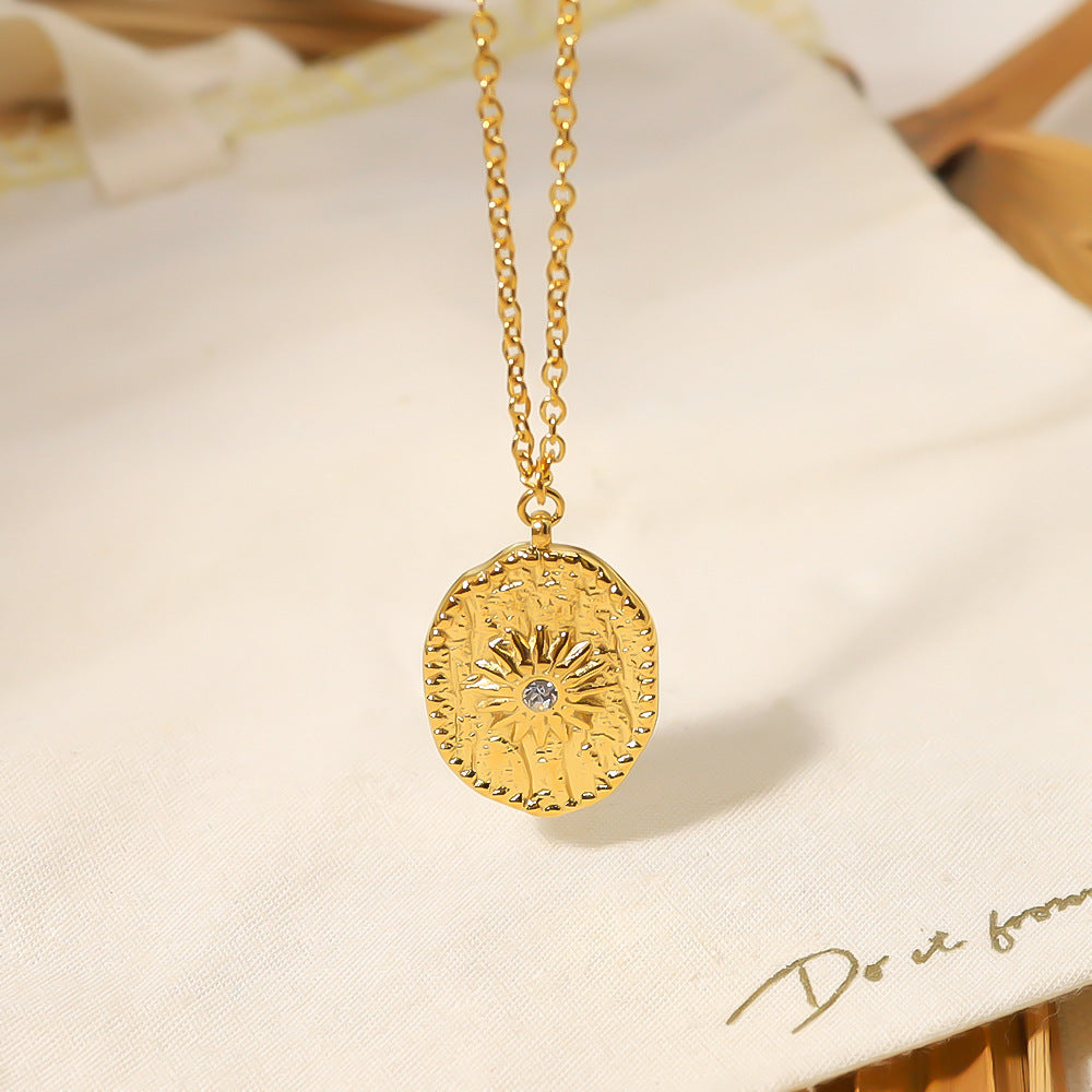 Wholesale  18K real gold titanium steel Awn star pendant necklace