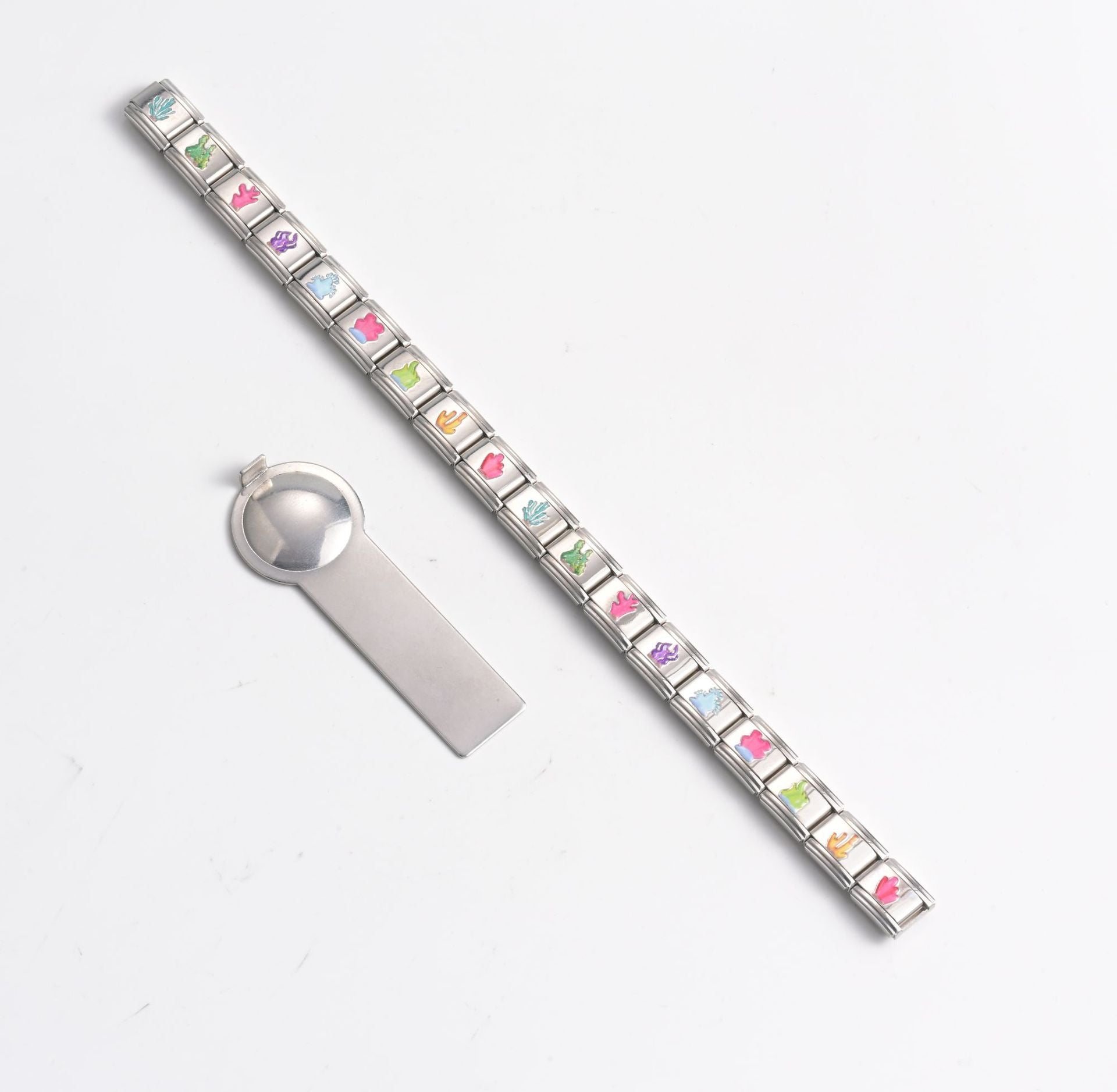 Wholesale Stainless Steel Modular Bracelet with UV Printed Pattern,  DIY Fashion Accessory for Everyday Wear