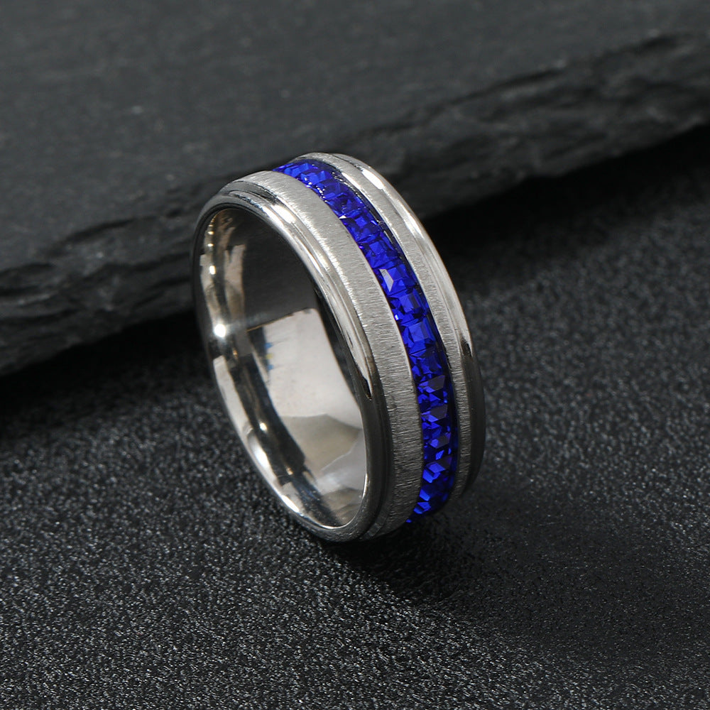 Wholesale Stainless Steel Ring Single Row Square Diamond Rings ACC-RS-WangG004