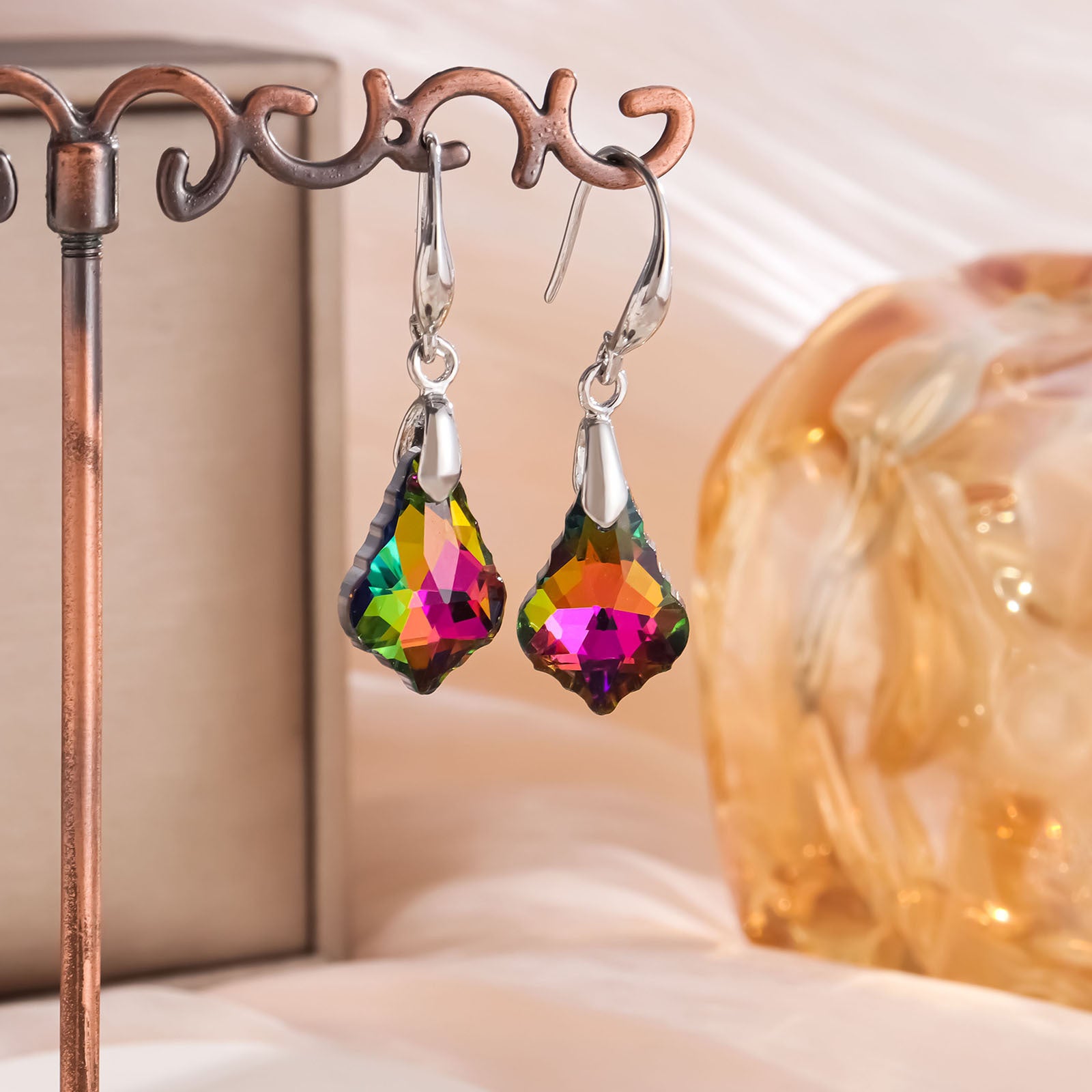 Wholesale Crystal Jewelry Baroque Maple Leaf Earrings ACC-ES-LR002