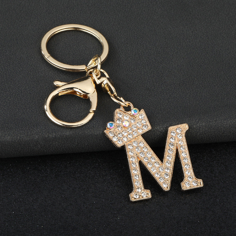 Wholesale  English letters encrusted diamond keychain