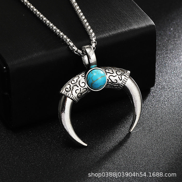 Wholesale Turquoise Crescent Pendant Necklace ACC-NE-Yuj004