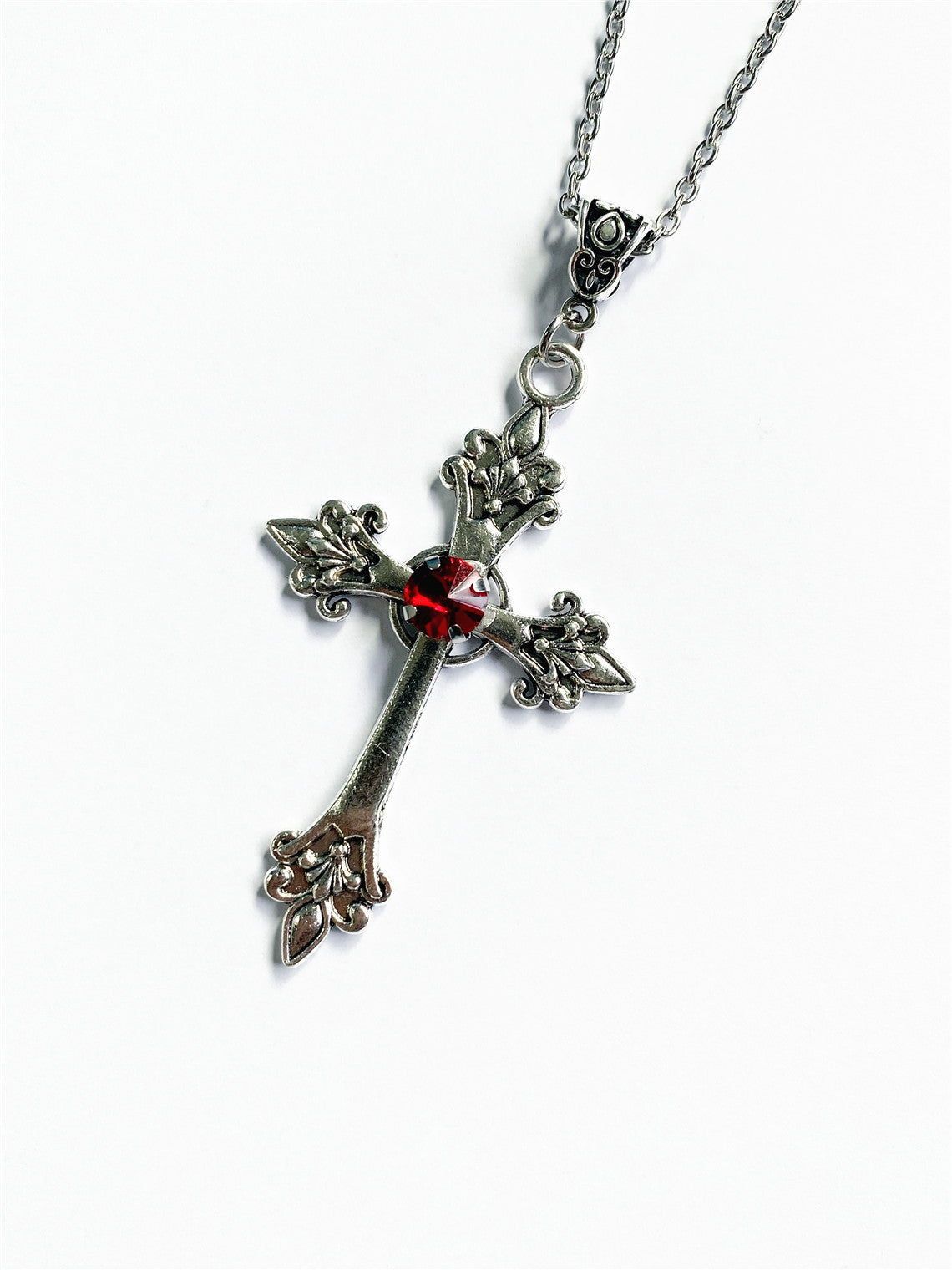 Wholesale Creative Flower Pattern Cross Diamond Necklace
