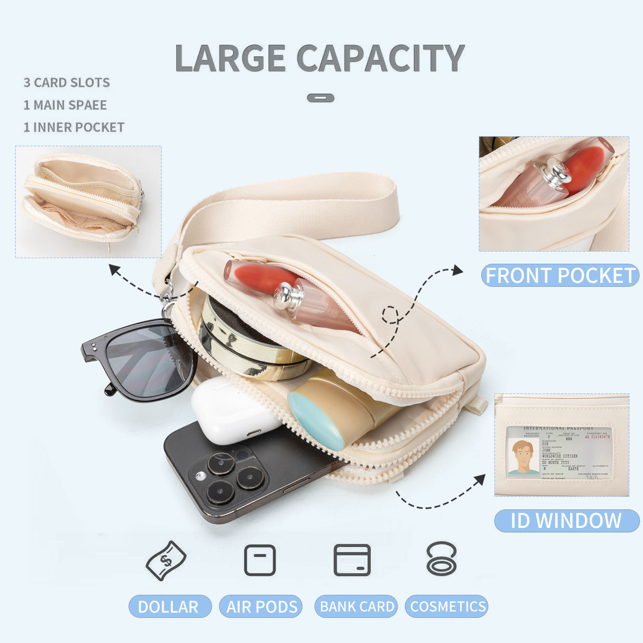 Wholesale  Polyester Waterproof Chest Bag Fashion Outdoor Sports Waist Bag  Belt Bags