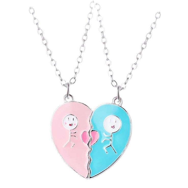 Wholesale children's cartoon stickman love alloy water drop oil necklace set