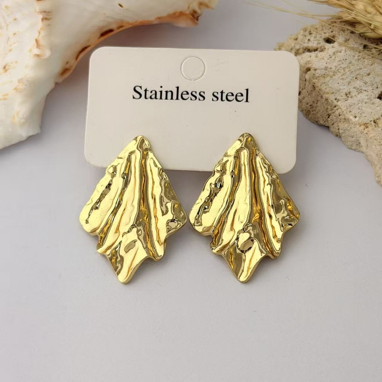 Wholesale Geometric Pleated Earrings 304 Stainless Steel Fashion Jewelry for Women
