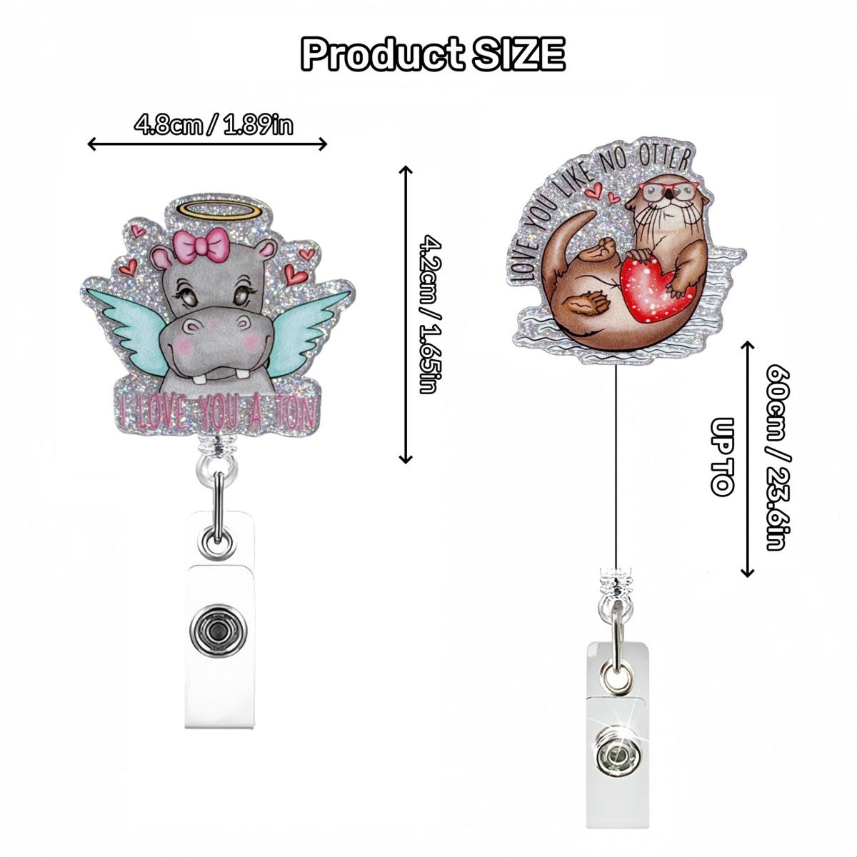 Wholesale  retractable snap fastener acrylic fun animal Badge Reels