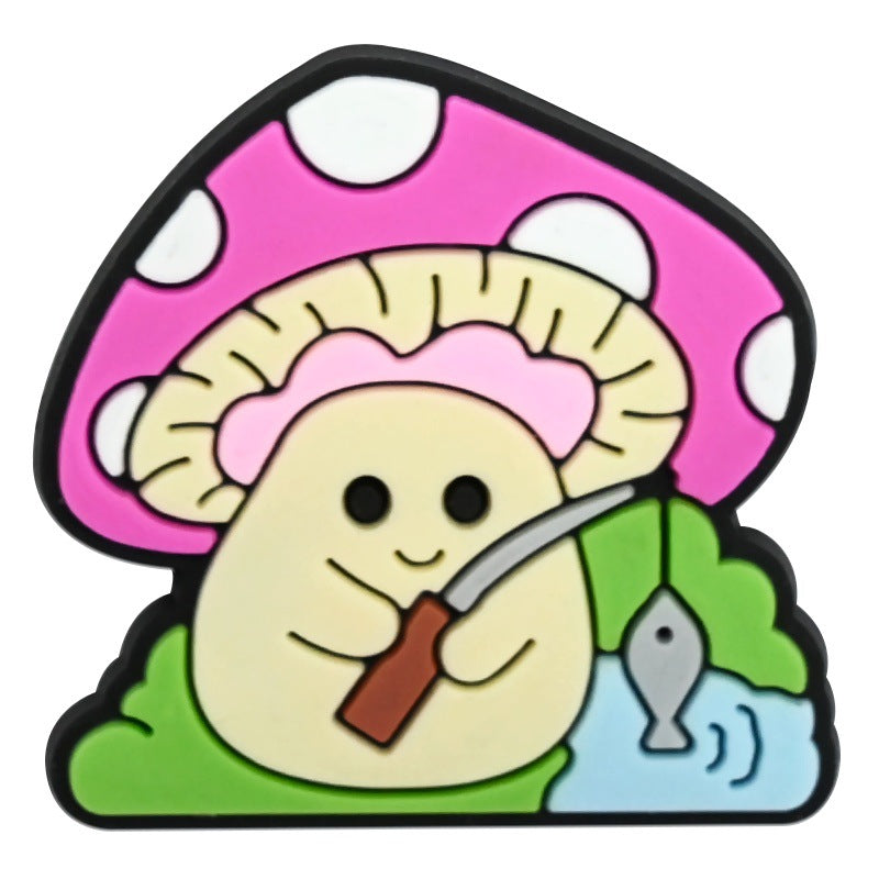 Wholesale   Random 100pcs Creative Cute cartoon mushroom series  PVC Soft Rubber Shoe Buckle Decoration