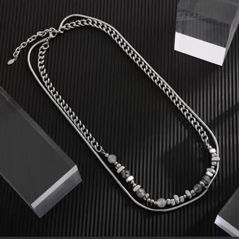 Wholesale Irregular stone stitching chain broken silver special-shaped stone snake bone chain