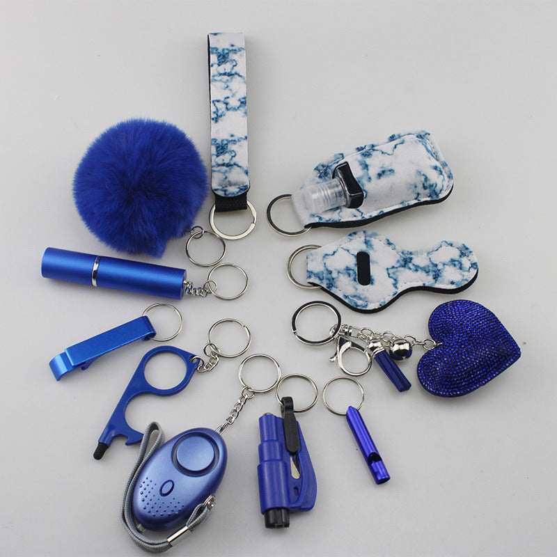 Wholesale Rhinestone Love Lipstick Set Bottle Opener Hair Ball Whistle Keychain Set ACC-KC-TMS003