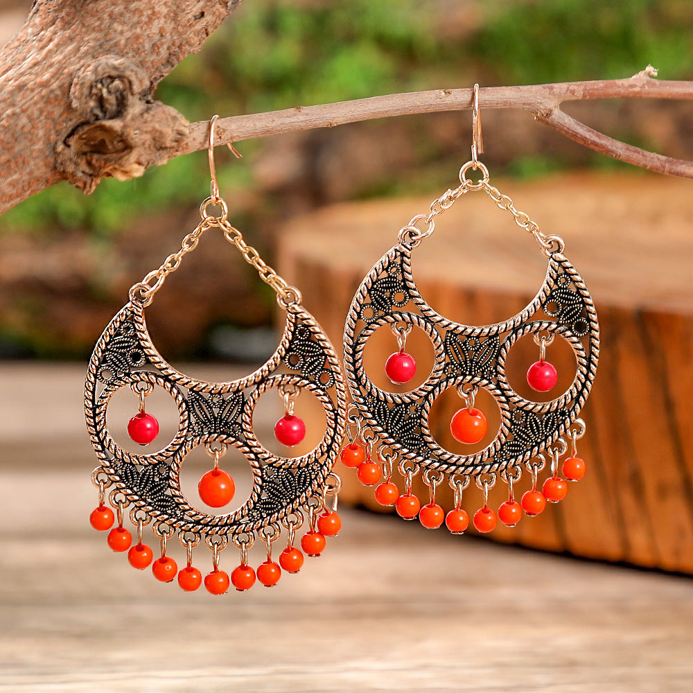 Wholesale Ethnic Style Colorful Tassel Earrings Zinc Alloy Fashion Accessory