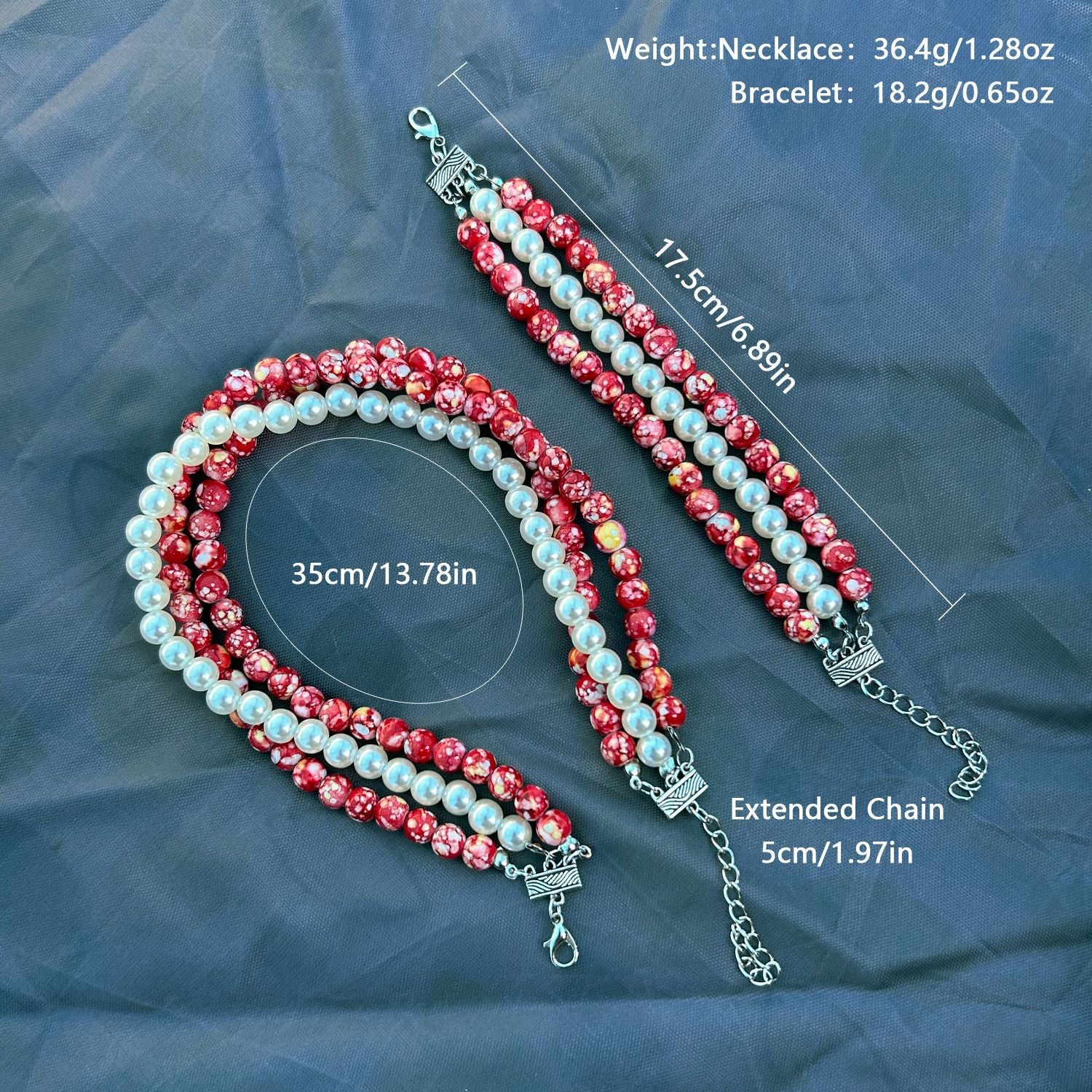 Wholesale Creative Flag Color Pearl Necklace American Independence Day