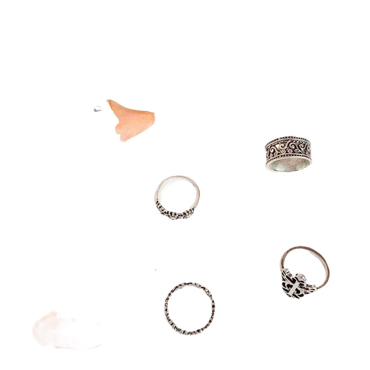 Wholesale Turquoise Ring Flower Combination Ring  Set