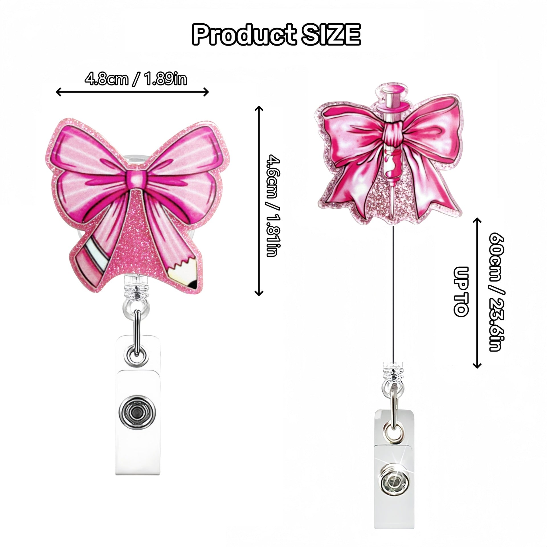 Wholesale Acrylic Creative Bow Badge Reels Keychains