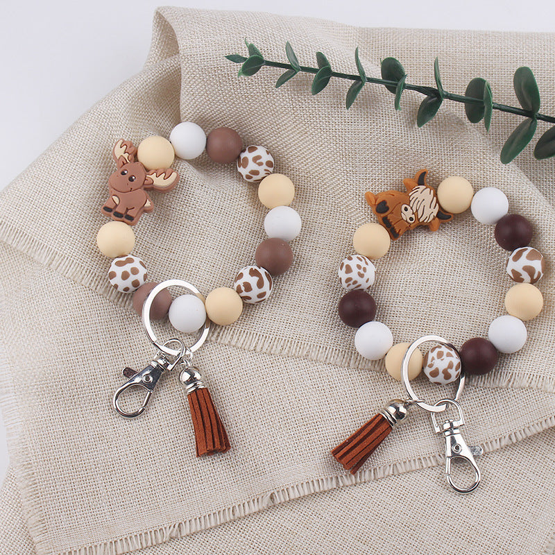 Wholesale Cartoon Bull Head Silicone Beaded Wrist Keychain ACC-KC-GuangTian063