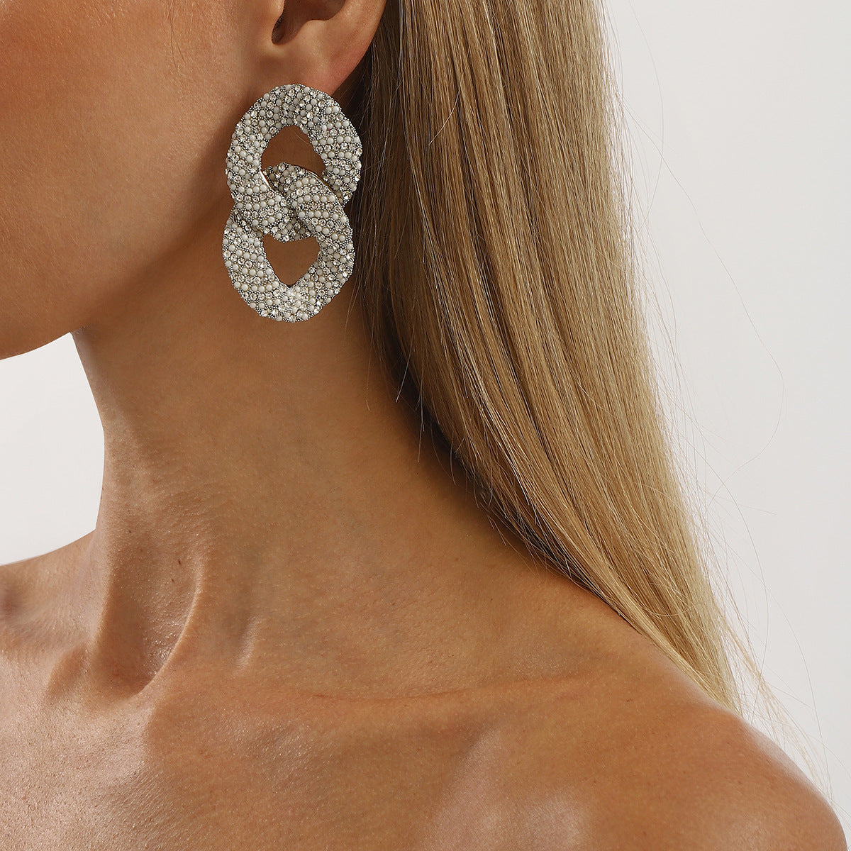 Wholesale color niche geometric diamond pearl  earrings