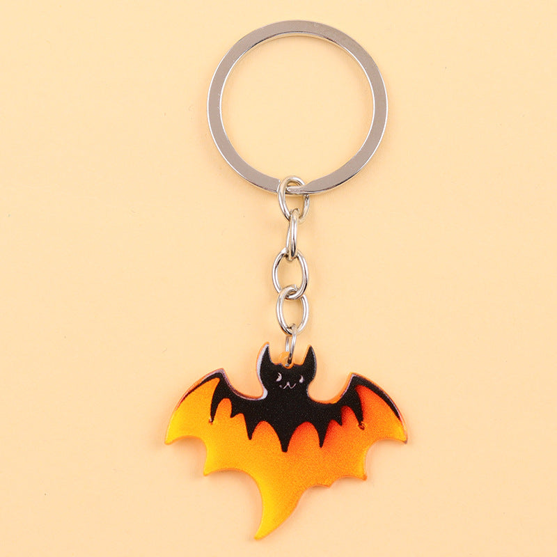 Wholesale Halloween series contrast color spider ghost bat acrylic cartoon keychain