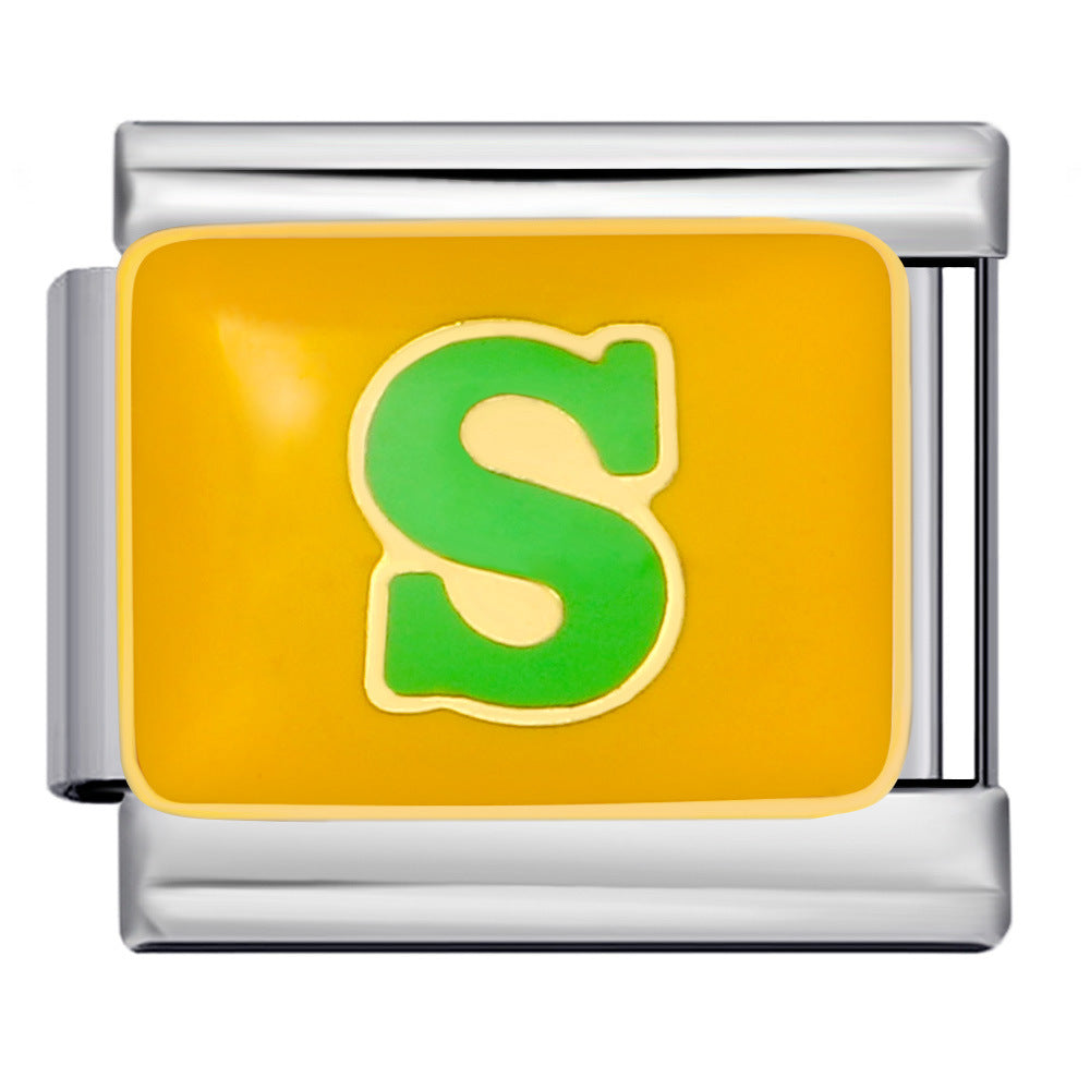 Wholesale Italian Charm Bracelet 9mm DIY Splicing Colored Letters Series Stainless Steel Composable Bracelet