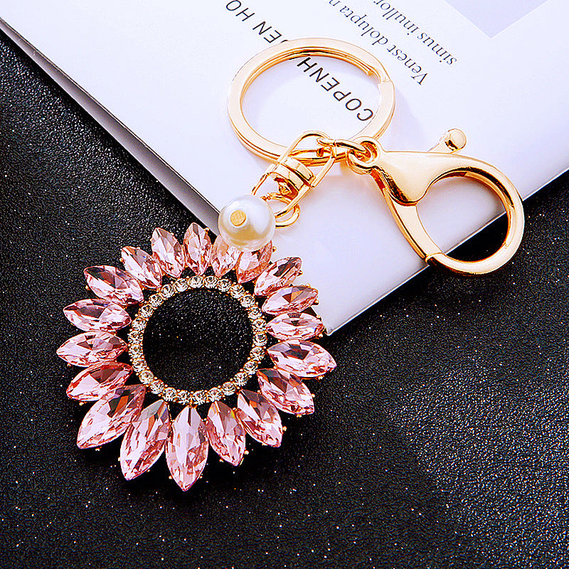 Wholesale Diamond Crystal Sunflower Metal Keychain ACC-KC-RuiYuan010