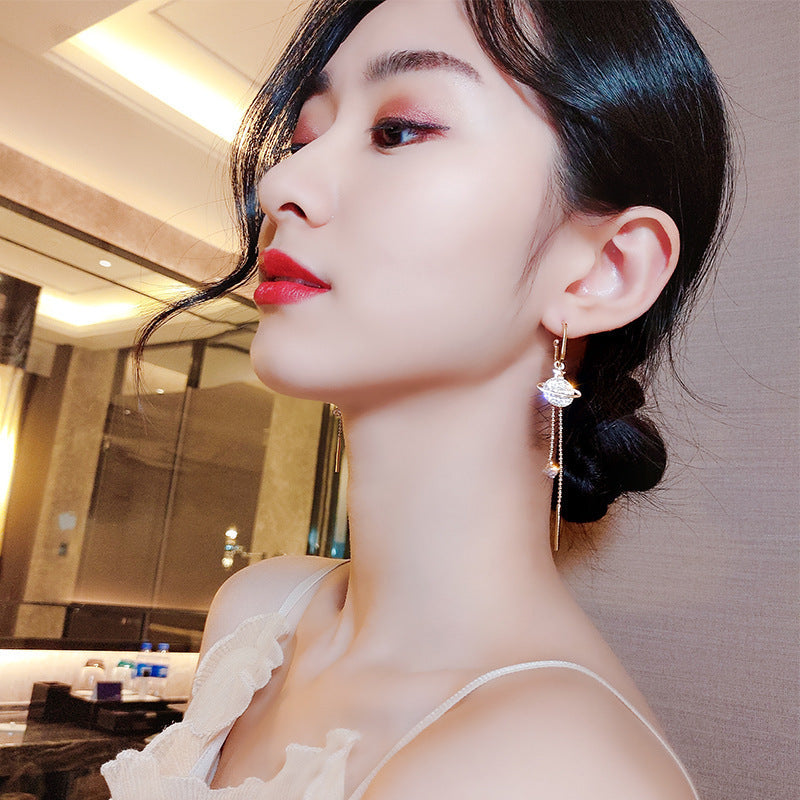 Wholesale S925 Silver Needle Five-pointed Star Small Tassel Earrings