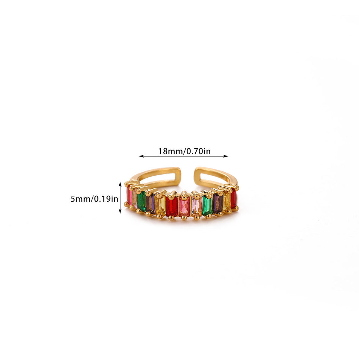 Wholesale Gold Plated Heart Shape Open Ring with Multicolor Zircon - Boutique Resale Jewelry Accessory