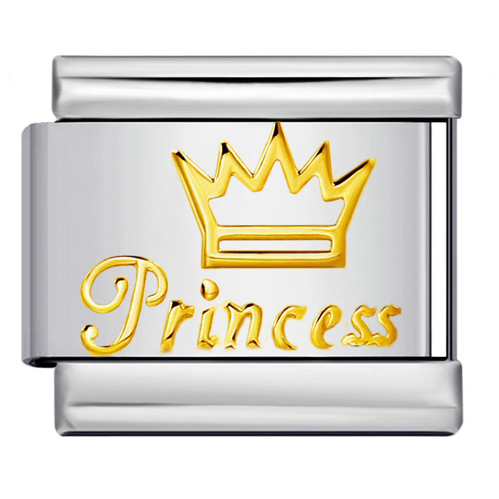 Wholesale Italian Charm Bracelet 9mm DIY Colorful Enamel Crown Series  Creative Stainless Steel Composable Bracelet