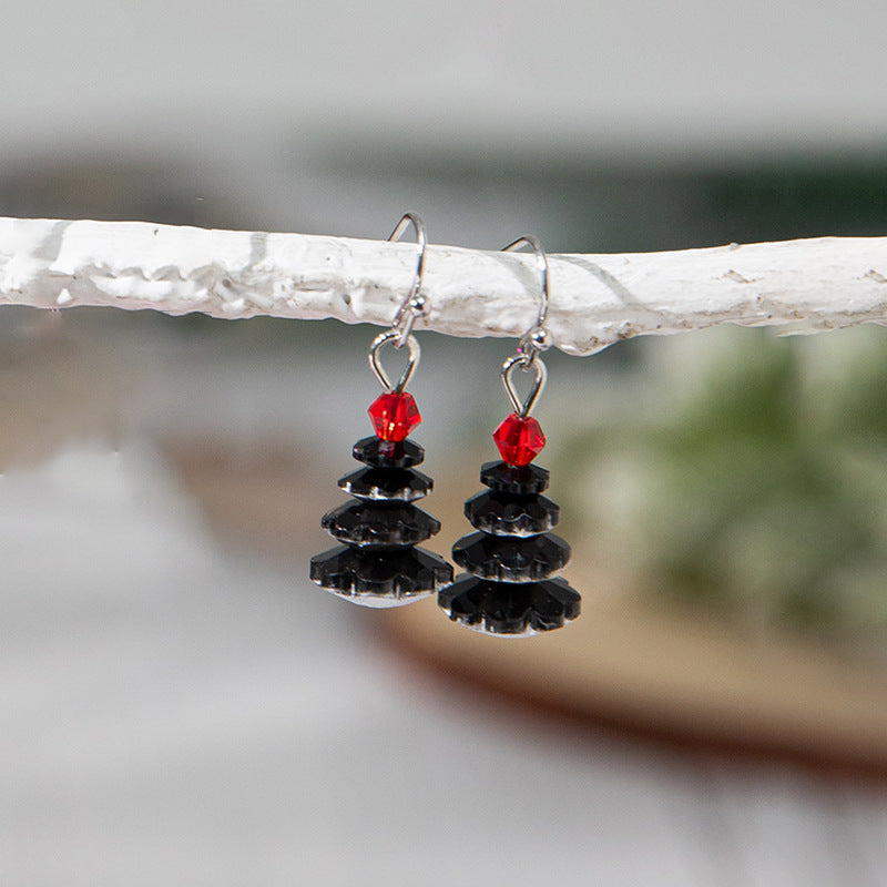 Wholesale Crystal-plated Christmas tree earrings